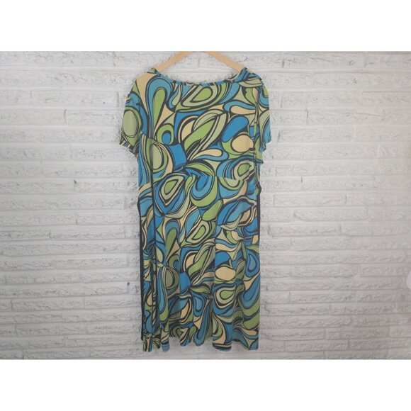 Apt 9 Women Dress 2X Plus Shirt Cap Sleeve Pullover Green Abstract WAT129E - Picture 6 of 11